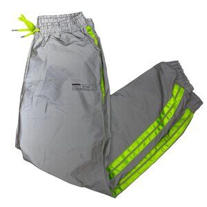 Boohoo Silver Reflective High-Rise Jogger Pants | Men’s Size L